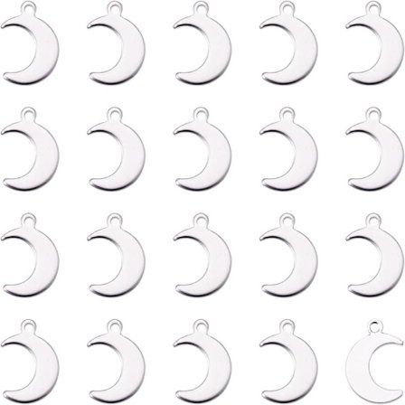 Moon Hängen Rostfritt stål Moon Double Side Tag Hängen