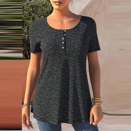 Dam Swing Hem T-shirt Crew Neck Pullover