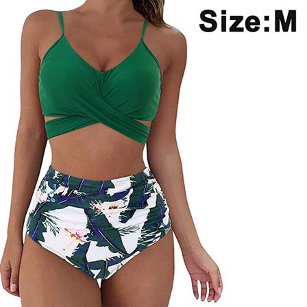 Dame Højtaljet Bandage Bikini Sæt Wrap Todelt Push Up Badetøj Krydsmønster Kvinders Badetøj