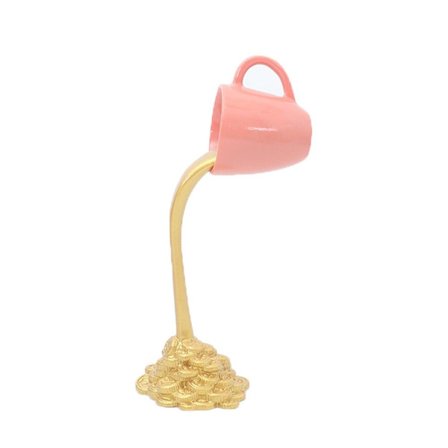 Flytande kaffekopp Skulptur hällande vätska kaffemugg ROSA