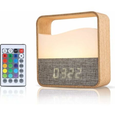 Nattlampe med ur, sengelampe, lille rgb-lampe, farveskiftende lamper egnet til soveværelse, stue, børn, gaver