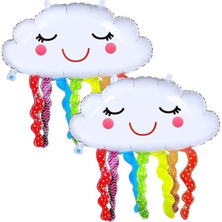 6 stk Regnbue Sky-formet Folieballonger Smilende Ansikt