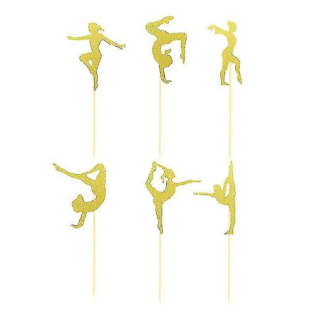24 stk kakepynt Fitness tema Cupcake Toppers Yoga Aerobics Festkake Dessertpinner for Gymnastikkfest Barnedag