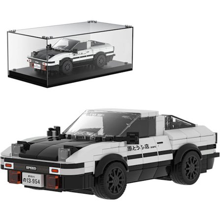 Initial D AE86 Bil Byggesett med Akryl Display Case Modell Race Car Toy Byggesteiner Kit 27013 Samleobjekt Racing Vehicle Set