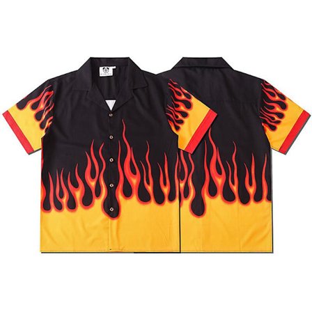 Lösa skjortor med flammotiv för män, kvinnor och tonåringar