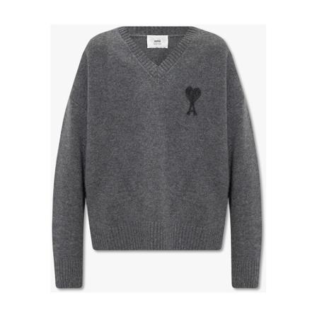 Ami Paris Knitwear , Grijs , Heren , Maat: L Truien & Vesten