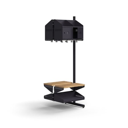 Garderobemodul ENTRY, påbygningssektion gulv, 4 metaldøre med plads til labels, 1800x900x600 mm, ant