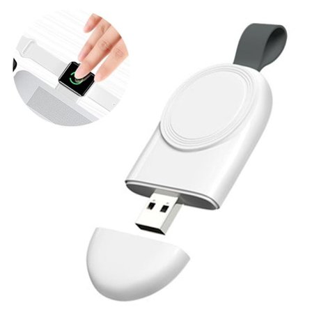 Oplader til Apple Watch, iwatch Series 6/5/4/3/2/1/SE, med sort hængende spænde