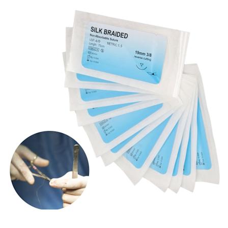 12 kpl ommelharjoituslankaa yksittäispakattu silkki ompelulanka ommelusarja neulalla harjoitteluun 4/0