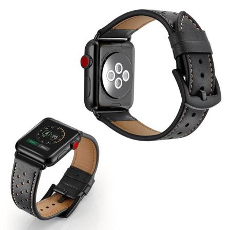 Crazy Horse Apple Watch Series 5 44mm aito nahkainen ranneke - Ruskea / Musta Black