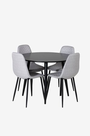 Venture Home - Matgrupp Plaza med 4 stolar Polar - Svart - Matgrupper - Från Homeroom