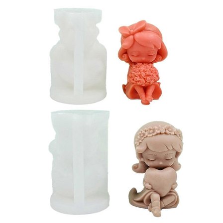 2 stk. 3D Rose Hjerteformet Pige Lys Silikoneform DIY Rose Pige Håndlavet Duftlys Gips Res