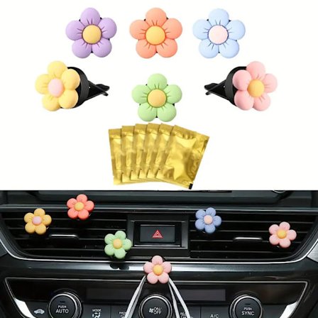 6-pack blommiga bilventilationsklämmor, billuftfräschare