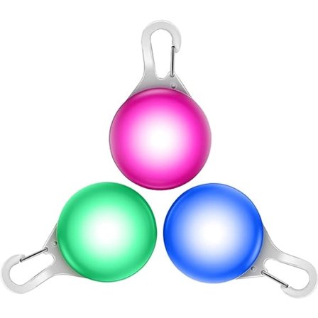 Dyrelampe - Belysning Hund - Dyrelampe - 3-pakning LED Hundehalsbåndlys - Clip-on LED Kjæledyrmerke med Tre Moduser, Egnet for Hundeturer om Natten, 