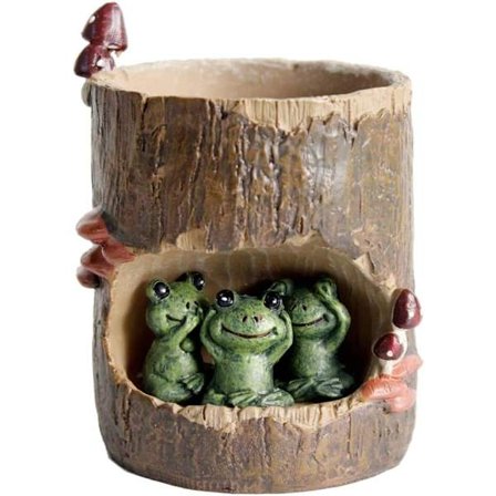 Kukkien ruukku mehikasvien istutukseen, puunrungon muotoinen, hartsi, kukka- ja kasvi-istutusastia