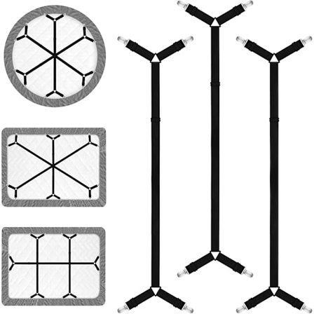 3 st sänglakansspännen, justerbara lakanhållare för att hålla lakan på plats, lakansspännen med elastiska lakansspännen, mångsidig passande 
