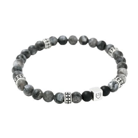 by BILLGREN Silver/beadsarmband | Jaspis/onyx| Nobel Accessoarer Herr Grå 19 cm
