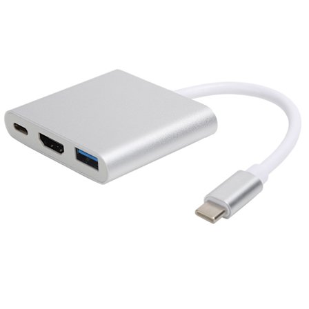 USB C till HDMI-adapter, 3-i-1 multiportadapter med Ultra HD 4K-utgång och USB 3.0-port, snabbladdande USB-C-hubb för MacBook Pro Air iPad Pro Dell