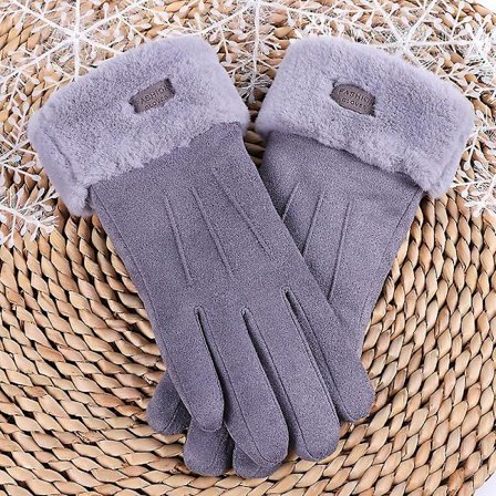 Damehandsker i blød mikro-ruskind til koldt vejr
