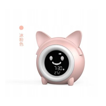 Väcka klocka för barn sova väcka klocka tränings väcka klocka tecknad väcka klocka elektronisk klocka med nattlampa, rosa