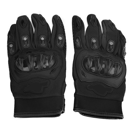 Par med fullfinger universelle motorsykkel anti-skli pustende kjørebeskyttende armerte hansker (svart L)