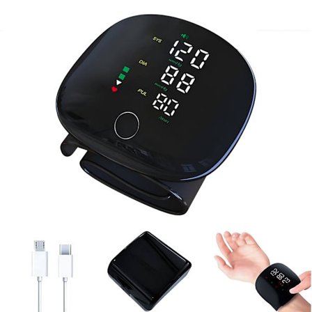 Klinisk valideret håndledsblodtryksmåler – har en LED-berøringsskærm, stemmemeddelelser og hukommelsesfunktion, velegnet til brug i hjemmet og på 