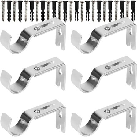 Gardinstangfester for justerbare gardinstenger, 6-pakning premium stangfester for vegger, gardinstangholdere, gardinstangholdere, maskinvare, vindu