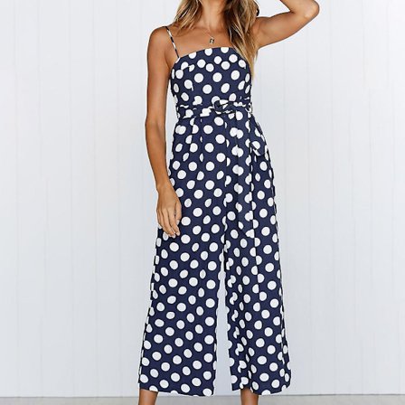 Dam Strappy Semester Playsuit Dam Jumpsuit Strand Prickig Tryckt Vida Ben För Sommar Ny