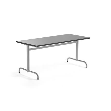 Tisch PLURAL, 1600x700x720 mm, Linoleum-Platte, dunkelgrau, silber