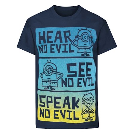 Minions Officiella Barn/Barn No Evil T-Shirt 3-4 År Blå