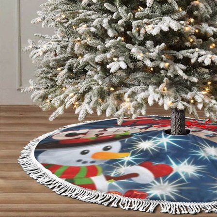 Joulukuusi, jossa on hapsureuna, Hyvää Joulua Lumimies Pehmeä, Kevyt, Hyvä Tuntuma Kuusimatto 76 cm{ROG}