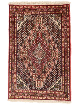 Hand Knotted Senneh Rug 68X102 Persian Wool Black/Dark Red Small