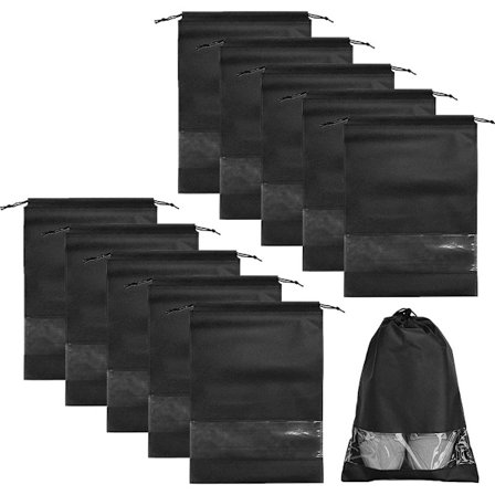 ING Skotasker - Rejseorganiseringstasker - Vandtætte Organiseringstasker - Med Snøre - Egnet til Sko og Tøj - 10-pak - 44*32cm