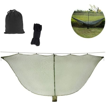 Myggenet til hængekøje med vandafvisende pose og elastisk snor, passer til alle enkelte/dobbeltsidede campinghængekøjer. Letvægt og nem at installere.