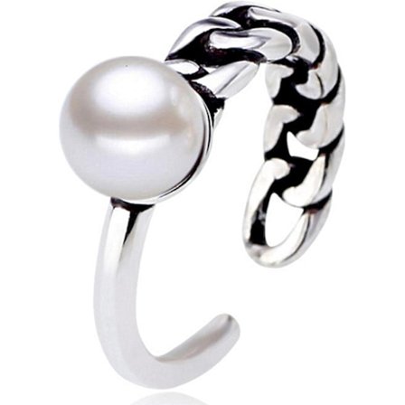 925 Sterling Silver Ring Pärlinläggning Ring Justera