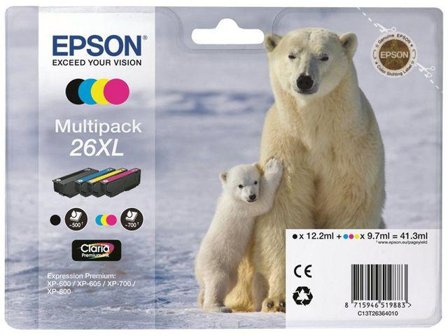 Epson 26XL Multipack - 4-pack - XL - svart, gul, cyan, magenta - original - blekkpatron
