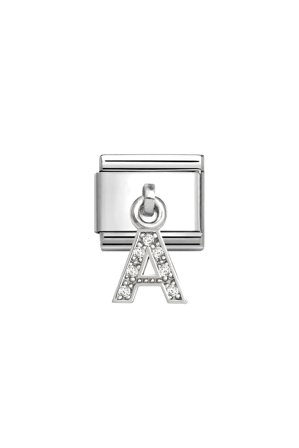 CHARMS Letter cz & 925 Sterling Silver A