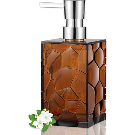 Transparent Akryl Sæbedispenser 320ML Til Badeværelse Køkkenindretning Universitetskollegium Brun 16x7cm