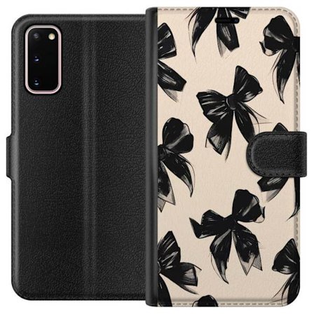 Yhteensopiva Lompakkokotelo Samsung Galaxy S20 Mustat nauhat beige taustalla tyylikkäällä suunnittelulla, pehmeillä kontrasteilla ja elegantilla a