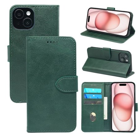 Fodral för iPhone iPhone 13 6.1 grön Kalvläder framspänne