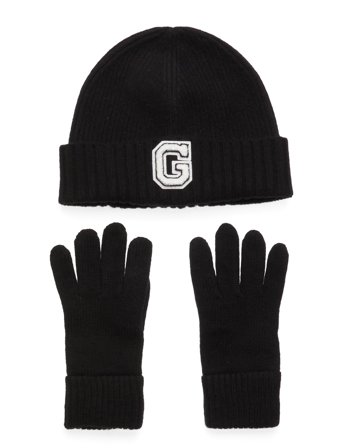 G Beanie & Gloves Gift Set Black GANT