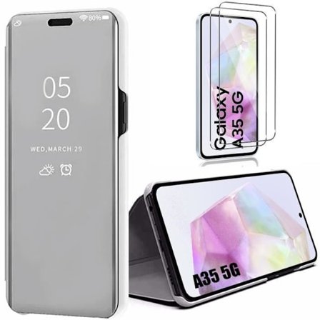 Skyddsskal - Booling - för Samsung Galaxy A35 5G - Silver - Smart Flip Cover - Stötabsorberande