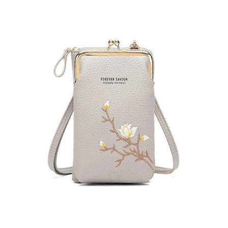 Indefinitet Naisten Sling Cross-Body Lompakko, Declrationun Kirjailtu PU-nahka