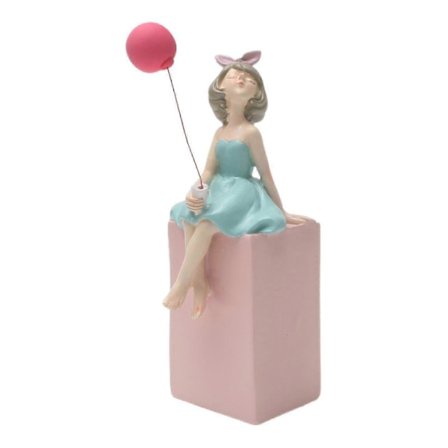 2026 Resin Jente Holder Ballong Statue Samlerobjekt Skulptur for Peis Skap Stue Hjem Dekor[YJD]