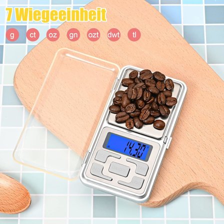 Presisjonsvekt 500g/0.01g Kjøkkenvekt med Bakgrunnsbelyst LCD-skjerm