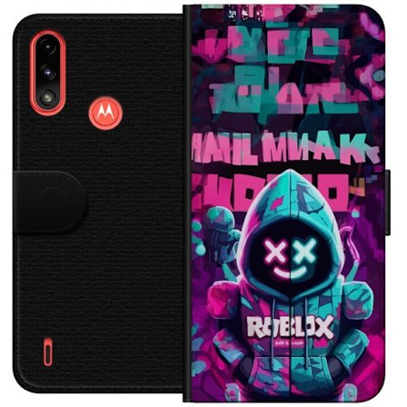 Kompatibelt Plånboksfodral till Motorola Motorola Moto E7 Power Neon Hoodie Gamer snygg motiv med spelinspiration och neonfärger