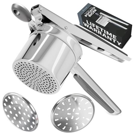 Stor Potetmoser, Heavy Duty Rustfritt Stål Potetmoser og Ricer Kjøkkenverktøy, Trykk og Mos Kjøkkenutstyr for Perfekte Moste Poteter