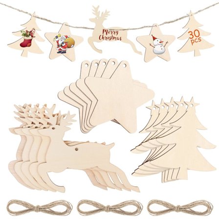 30 st julgranshängen i trä, DIY-trä hängen med snöre