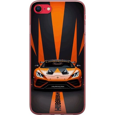 Apple iPhone SE (2022) Genomskinligt Skal Lamborghini Huracán orange sportbil supercar frontvy racing lyxbil kraftfullt bilens design exotisk fordon