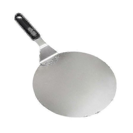 Rund pizzaspade i rustfrit stål 25,5 cm bagespade, kage løfter overførselsbakke kompatibel med Pizza-Yvan